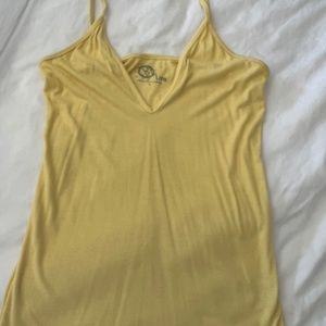 Blue Life Deep V Ribbed Yellow Tank Top